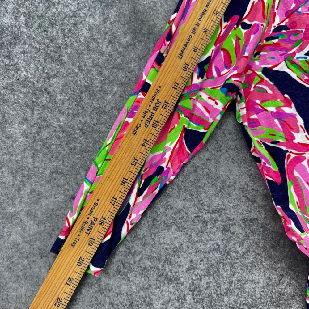 Lilly Pulitzer Cara In the Vias Mini Dress Size Small Pink Navy Palm Leaf Beach - Picture 10 of 10